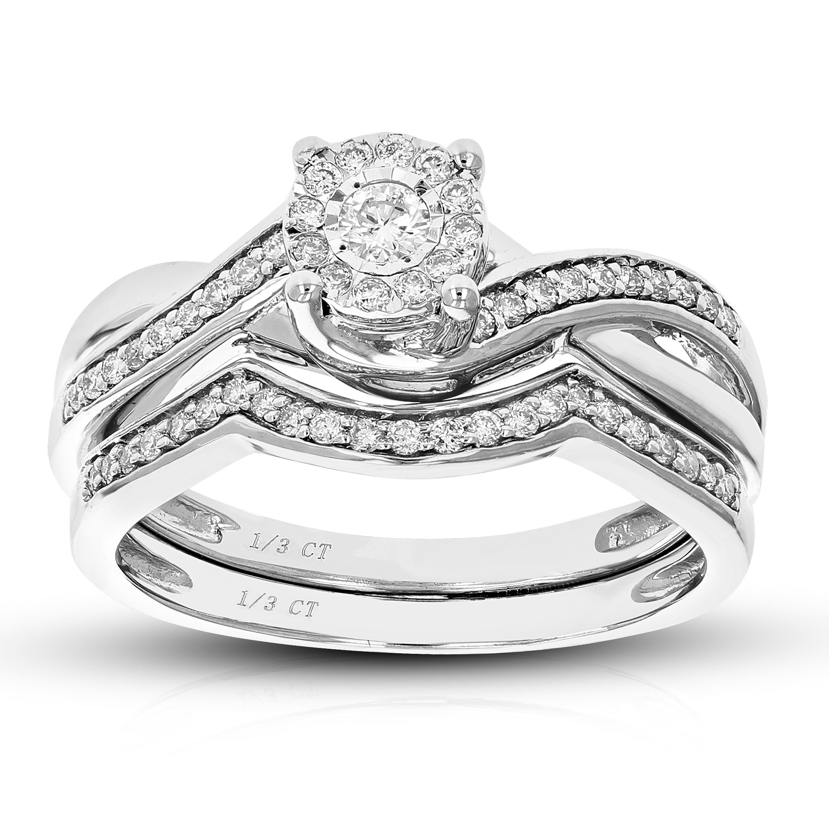 1/3 cttw Wedding Engagement Ring Bridal Set, Round Lab Grown Diamond