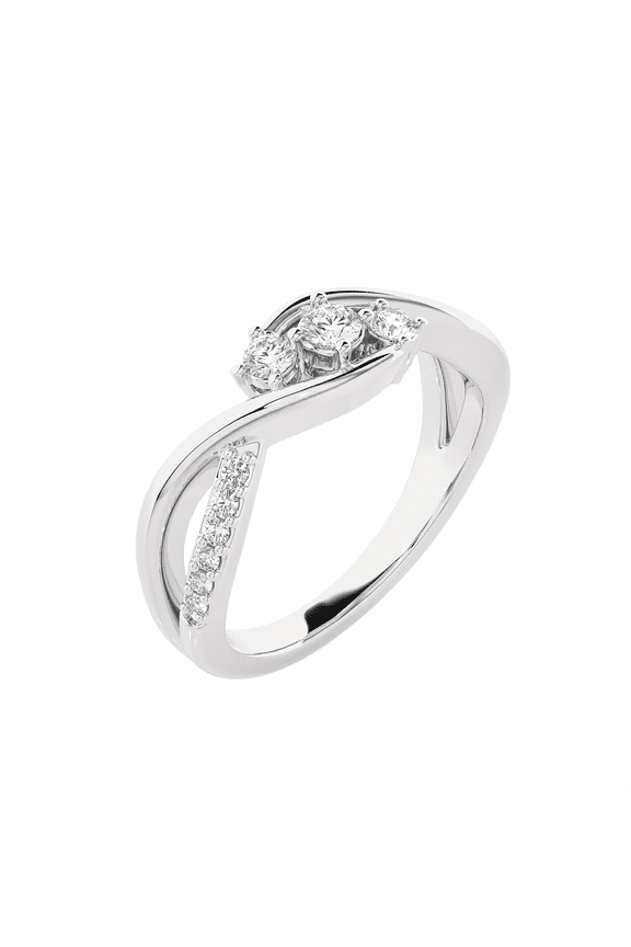 1/3 ctw Round Three Stone Lab Grown Diamond Ring in Sterling Silver