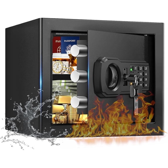 1.3 cubic feet small home fireproof safe file cabinet, home security safe waterproof and fireproof, with digital keypad, spare key and removable tray, theft-proof fireproof waterproof safe for home m