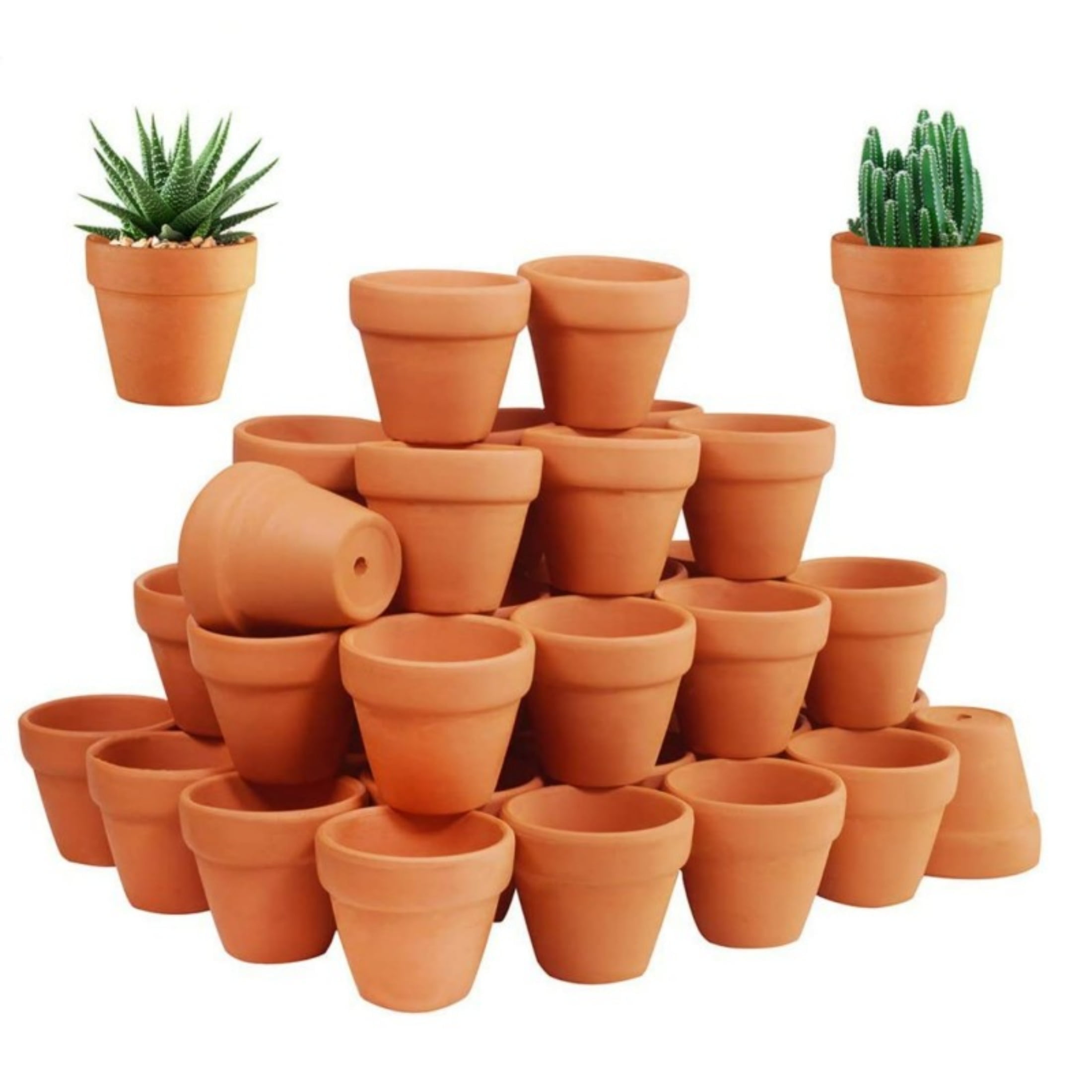 1.3 inch Small Terracotta Pots with Drainage Holes,Mini Clay Ceramic Pottery Planter,Cactus Flower Nursery Terra Cotta Pots, for Indoor/Outdoor Succulent Plants, Crafts, Wedding Favor(50 Pack)