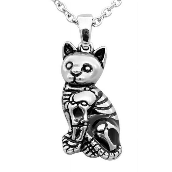 1.3 x 0.71 in. Kitty Cat Skeleton Necklace