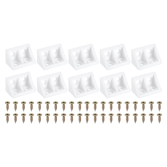 1.3"x0.8"x0.8" Plastic Corner Braces, 10 Pcs L-Shape Shelf Support Brackets Nylon Right Angle Brackets, White