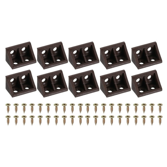 1.3"x0.8"x0.8" Plastic Corner Braces, 30 Pcs L-Shape Shelf Support Brackets Nylon Right Angle Brackets, Brown