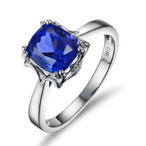 1.30 Carat 7mm Cushion Cut Blue Sapphrie Solitaire Unique Engagement Ring in 10k White Gold