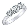 thumbnail image 1 of AFFY 1.30 Carat (Ctw) Round White Natural Diamond Three Stone Claw Engagement Ring In 14k Solid White Gold Ring Size-9, 1 of 1