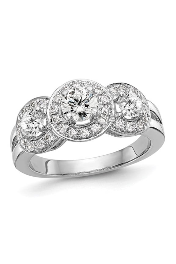 1.30 Carat (Ctw SI1-SI2, G-H) Lab-Grown Three-Stone Diamond Engagement Ring 14K White Gold for Women