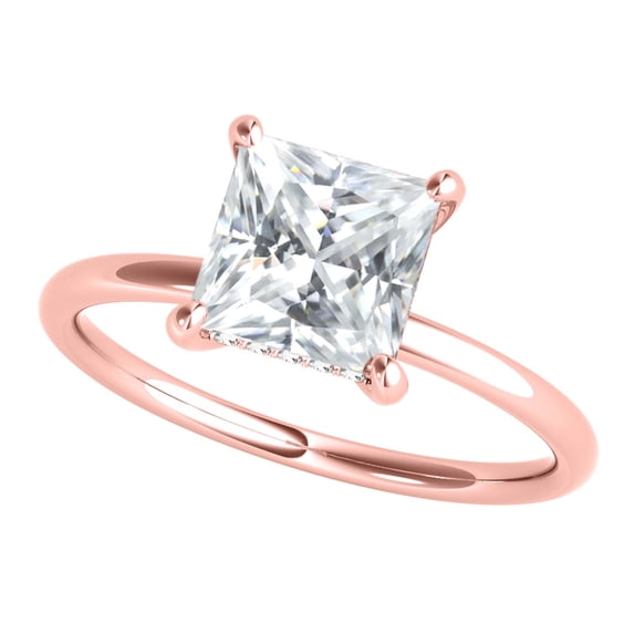 1.30 Carat Moissanite Natural Diamond 14K Solid Rose Gold Solitaire Engagement Rings For Womens In Ring Size 7.5