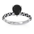 thumbnail image 1 of 1.30 Carat Pear Cut Elegant Black Onyx Gemstone Bridal Ring for Women Solid 18K White Gold Size 11.5 by Diamond-Capitals, 1 of 8