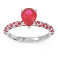 thumbnail image 1 of 1.30 Carat Pear Cut Shiny Red Ruby Gemstone Engagement Ring for Women 18K White Gold Size 4.5 by Diamond-Capitals, 1 of 8