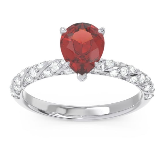 1.30 Ct (F-G/VS1) Natural Diamond Garnet Gemstone Stylish Proposal Ring for Women Solid 14K White Gold Size 9 by Diamond-Capitals