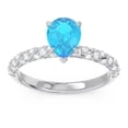 thumbnail image 1 of 1.30 Ct Fine Cut (F-G/VS1) Natural Diamond Blue Topaz Gemstone Anniversary Ring for Women Solid 14K White Gold Size 10 by Diamond-Capitals, 1 of 8