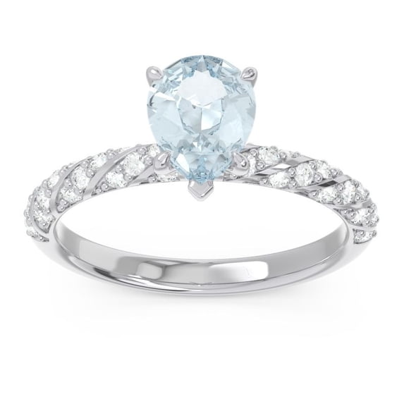 1.30 Ct Latest (F-G/VS1) Natural Diamond Aquamarine Gemstone Engagement Ring for Women Solid 14K White Gold Size 7 by Diamond-Capitals
