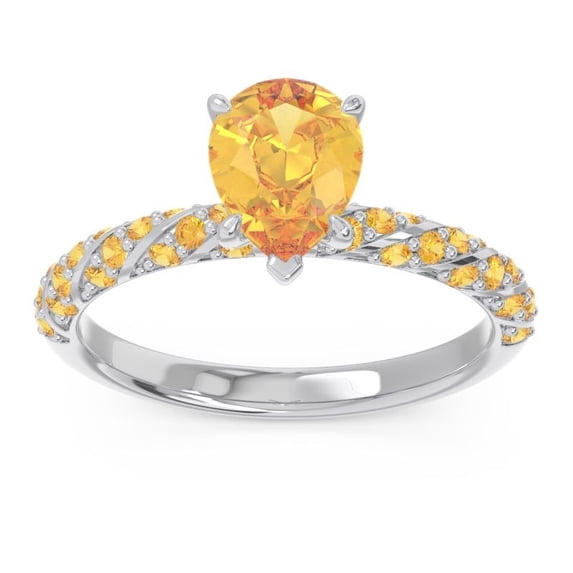 1.30 Ct Pear Cut Citrine Gemstone New Design Wedding Ring for Ladies Solid 14K White Gold Size 4.5 by Diamond-Capitals