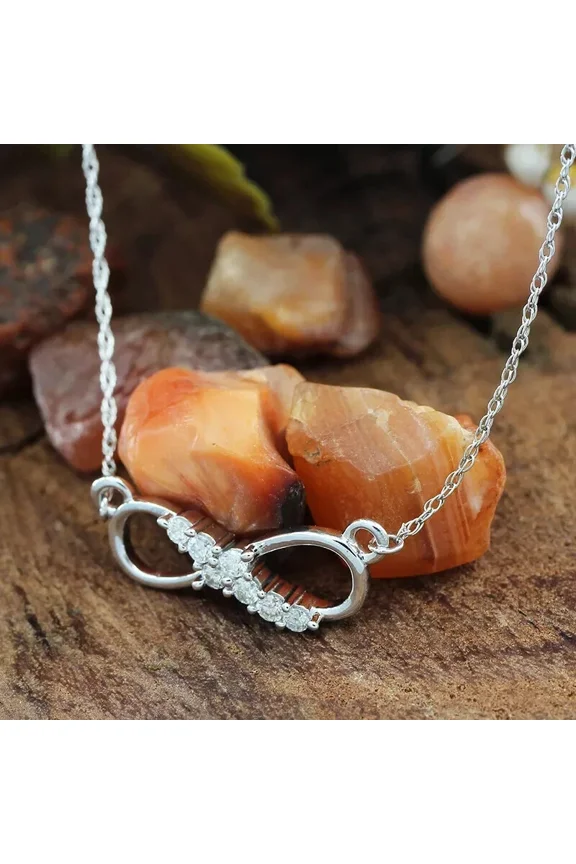 1.30 Ct Round Cut White Moissanite Infinity Pendant 14K White Gold Plated