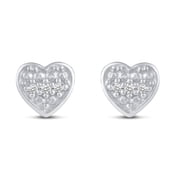 1/30 Cttw Natural Diamond Heart Stud Earrings in 925 Sterling Silver