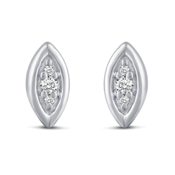 1/30 Cttw Natural Diamond Marquise Stud Earrings in 925 Sterling Silver