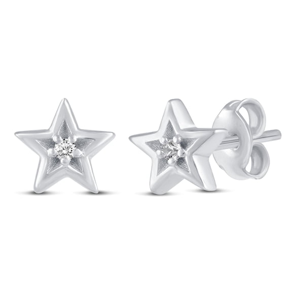 1/30 Cttw Natural Diamond Star Stud Earrings in 925 Sterling Silver
