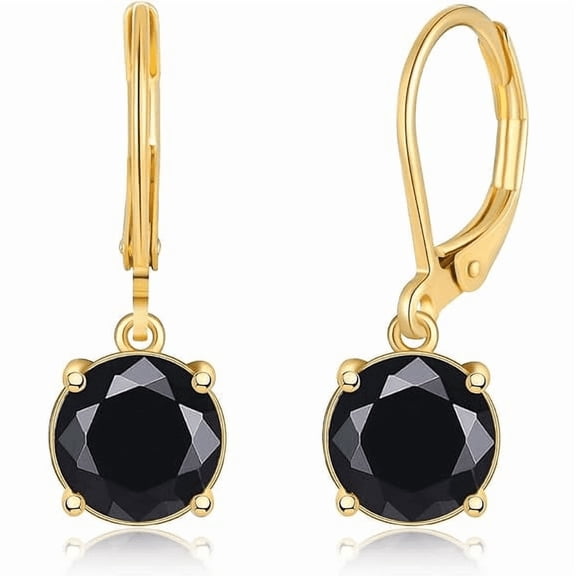 1.30 Ctw Round Cut Black Diamond For Women's Drop & Dangle Earrings in 14K Yellow Gold Plated Silver