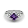 thumbnail image 1 of 1.30 Ctw Square Amethyst Filigree 925 Sterling Silver Solitaire Valentines Day Gifts Ring, 1 of 1
