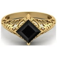 thumbnail image 1 of 1.30 Ctw Square Black Spinel Filigree 925 Sterling Silver Gold Vermeil Solitaire Valentines Day Gifts Ring, 1 of 4