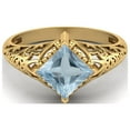 thumbnail image 1 of 1.30 Ctw Square Blue Topaz Filigree 925 Sterling Silver Gold Vermeil Solitaire Mother's Day Gift Ring, 1 of 4