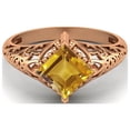 thumbnail image 1 of 1.30 Ctw Square Citrine Filigree 925 Sterling Silver Rose Vermeil Solitaire Mother's Day Gift Ring, 1 of 4
