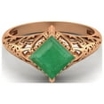 thumbnail image 1 of 1.30 Ctw Square Emerald Filigree 925 Sterling Silver Rose Vermeil Solitaire Valentines Day Gifts Ring, 1 of 1