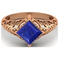 thumbnail image 1 of 1.30 Ctw Square Lapis Filigree 925 Sterling Silver Rose Vermeil Solitaire Mother's Day Gift Ring, 1 of 1
