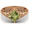 thumbnail image 1 of 1.30 Ctw Square Peridot Filigree 925 Sterling Silver Rose Vermeil Solitaire Valentines Day Gifts Ring, 1 of 4
