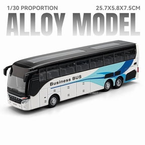 1:30 Scale Diecast Bus Model, Alloy Single & Double Decker Coach with Openable Doors, Sound, Light & Pull Back Function