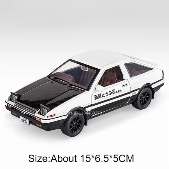 1:30 Scale Initial D AE86 Toy Car Model Alloy Body Rubber Tire Shock Absorption Pull Back Simulation Vehicles Boys Birthday Gift