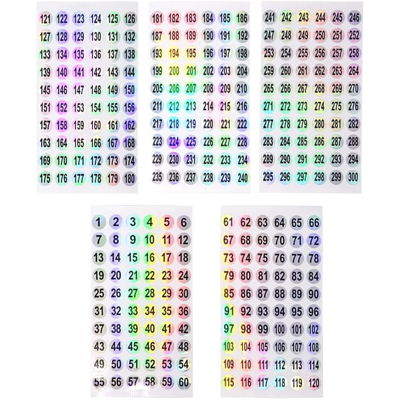 Storage Inventory Label 1 to 300 Round Reflective Laser Number Stickers Self Adhesive Label ...