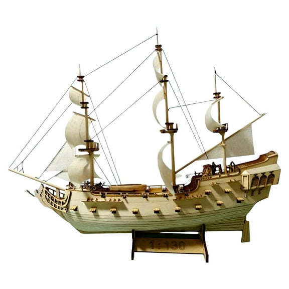 1:300 Scale Wooden Sailing Boat Kits Vessel 3D Puzzles Unfinished Sailboat for Collectibles Birthday Gift Desk Decor