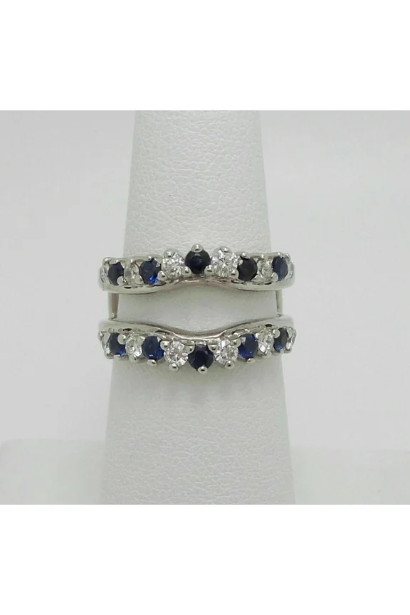 1.30CT Round Cut Lab Created Sapphire Enhancer Guard Wrap Insert Ring in 14K White Gold Plated