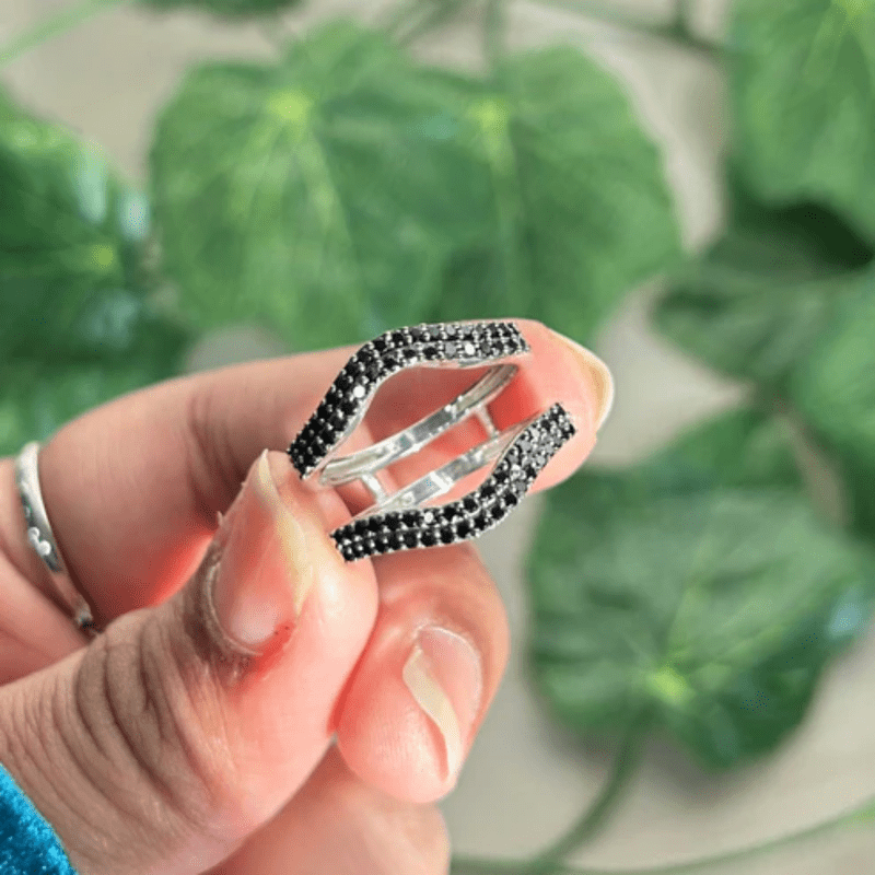Double Curved Ring Enhancer- Black Diamond Wedding