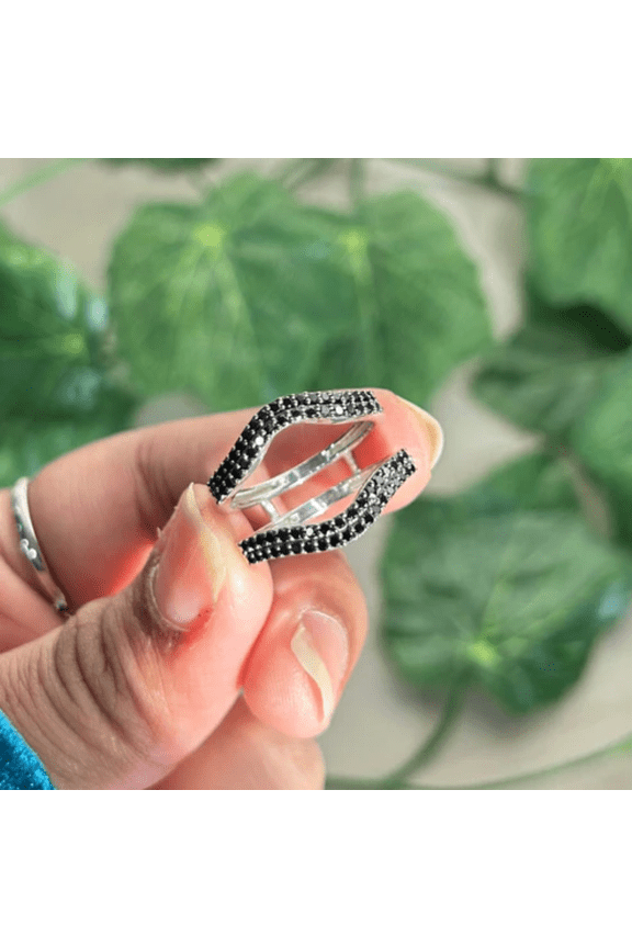 1.30Ct Double Curved Ring Enhancer- Black Diamond Wedding Engagement Ring Guard