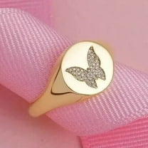 1.30Ct Round Cut Lab Created Diamond Engagement Butterfly Ring 14K Yellow Gold Plated