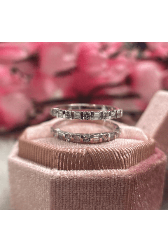 1.30Ct. Round and Baguette Diamond Ring guard Wedding Ring Enhance Wrap In 925 Sterling Silver