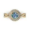 thumbnail image 1 of 1.3125 ct Round Cut Blue Moissanite Halo Engagement Ring for Women in 18K Yellow Gold, 1 of 5