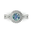thumbnail image 1 of 1.3125 ctw with Simulated Diamond Halo Accents Anniversary Ring for Women | Round Cut Blue Moissanite | Hyperallergenic Solid 14K White Gold, 1 of 5