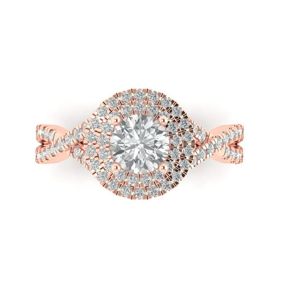 Clara Pucci 14K Rose Gold 1.31ct Moissanite Solitaire with Accents Ring