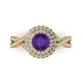 thumbnail image 1 of 1.3125 ct Round Cut Natural Amethyst with Simulated Diamond Halo Accents 18K Yellow Gold Womens Engagement Ring, 1 of 5