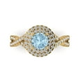 thumbnail image 1 of 1.3125 ctw with Simulated Diamond Halo Accents Anniversary Ring for Women | Round Cut Natural Aquamarine | Hyperallergenic Solid 18K Yellow Gold, 1 of 5