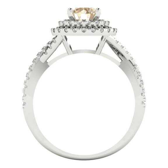 1.3125 ct Round Cut Natural Morganite Halo Engagement Ring for Women in 18K White Gold