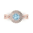 thumbnail image 1 of 1.3125 ct Round Cut Natural Swiss Blue Topaz Solitaire with Simulated Diamond Accents 18K Rose Gold Womens Engagement Ring, 1 of 5