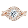 thumbnail image 1 of 1.3125 ct Round Cut Natural Swiss Blue Topaz Solitaire with Simulated Diamond Accents 18K Rose Gold Womens Engagement Ring, 1 of 3