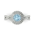 thumbnail image 1 of 1.3125 ct Round Cut Natural Swiss Blue Topaz with Simulated Diamond Halo Accents 18K White Gold Womens Engagement Ring, 1 of 5