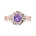 thumbnail image 1 of Clara Pucci 14K Rose Gold Solid Gold Alexandrite Solitaire with Accents Anniversary Ring for Women - 1.3125 cttw Round Cut, 1 of 8