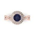 thumbnail image 1 of 1.3125 ct Round Cut Simulated Blue Sapphire Solitaire with Simulated Diamond Accents 14K Rose Gold Womens Engagement Ring, 1 of 5
