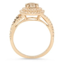 1.3125 ct Round Cut Simulated Champagne Diamond Halo Engagement Ring for Women in 18K Yellow Gold
